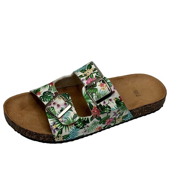 Birkenstock Inspired Two Buckle Garden Style Cork Sandals NEW Size 7/8 Heel 1.5” - Picture 2 of 7